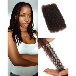 BEEOS Afro Kinkys Bulk Human Hair, 4C Curly for Braids 50gram, Kinky-Curly Human Hair Bulk For Mini Twists, Dreadlocks Extensions, Locs Repair, 350#Ginger 16inch(#4 Brown)