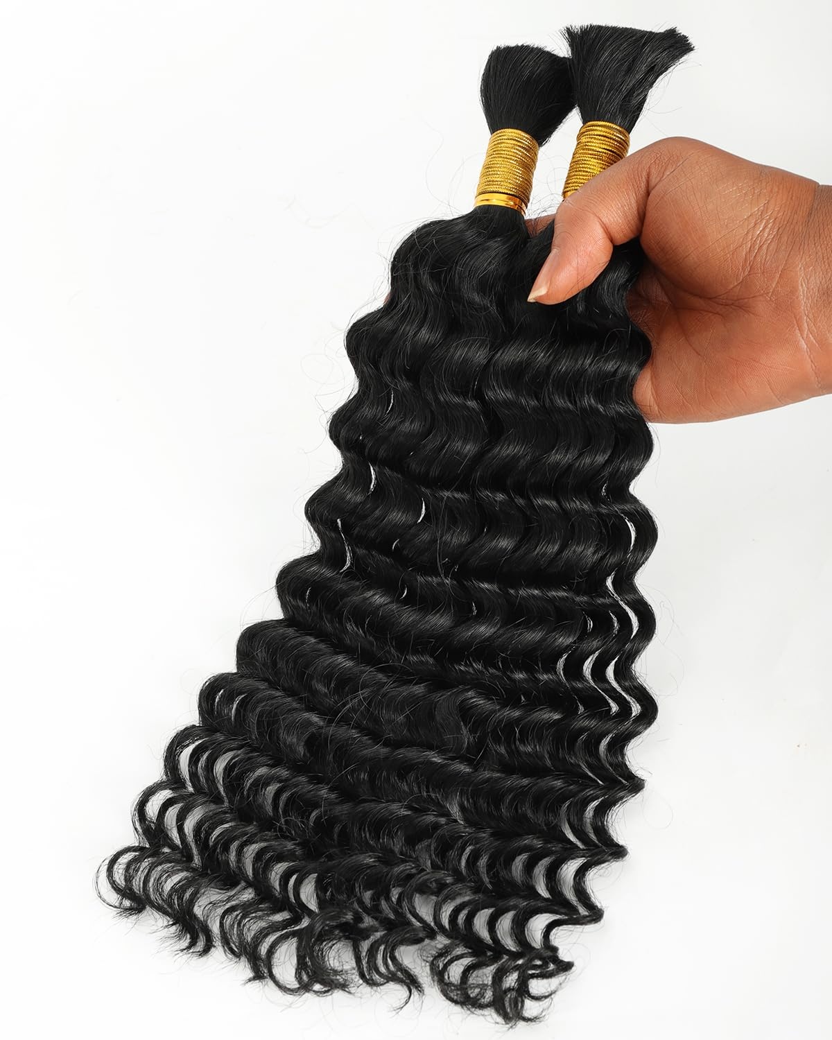 image:imageBEEOS Human Braiding Hair for Boho Braids 50g Deep Wave Remy Human Hair for Boho Braids Full Ends No Weft 16 Inch 1B Natural Black1 Jet Black100g