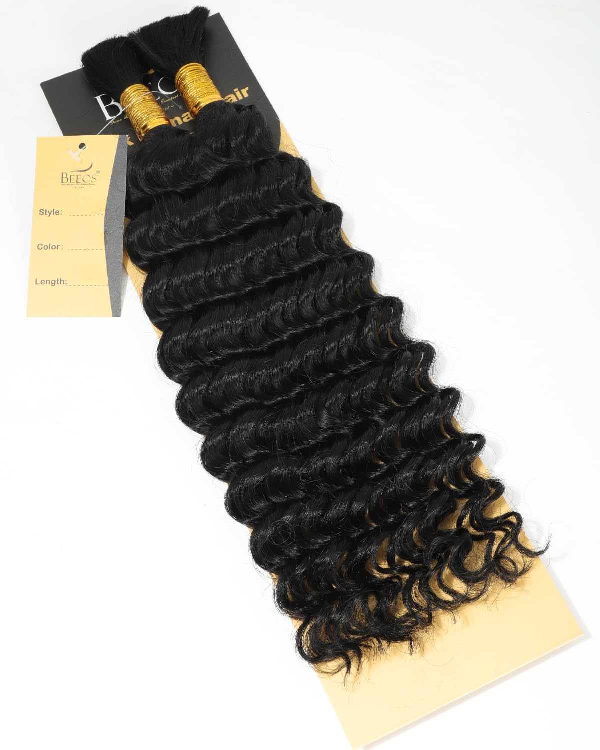 image:imageBEEOS Human Braiding Hair for Boho Braids 50g Deep Wave Remy Human Hair for Boho Braids Full Ends No Weft 16 Inch 1B Natural Black1 Jet Black100g