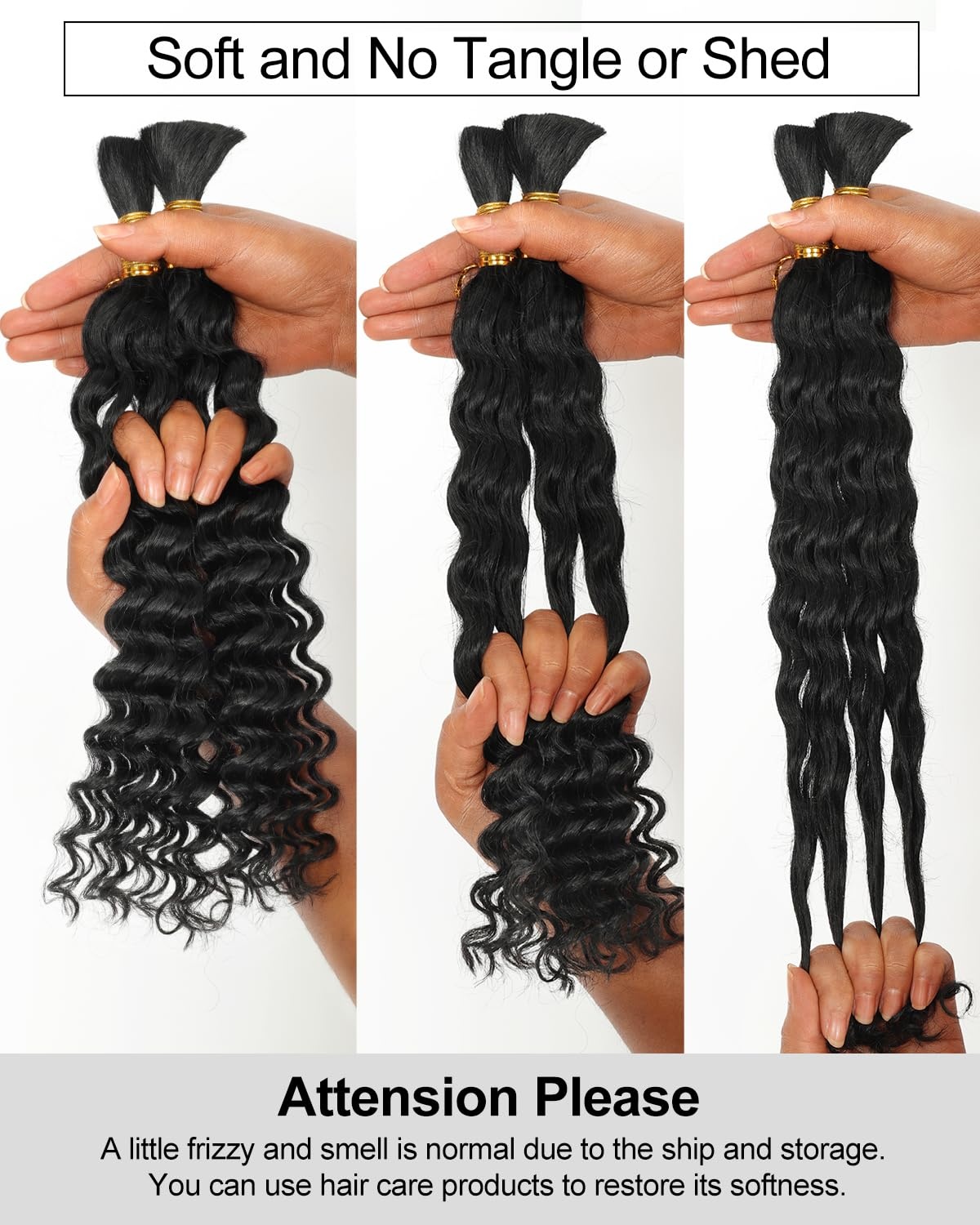 image:imageBEEOS Human Braiding Hair for Boho Braids 50g Deep Wave Remy Human Hair for Boho Braids Full Ends No Weft 16 Inch 1B Natural Black1 Jet Black100g