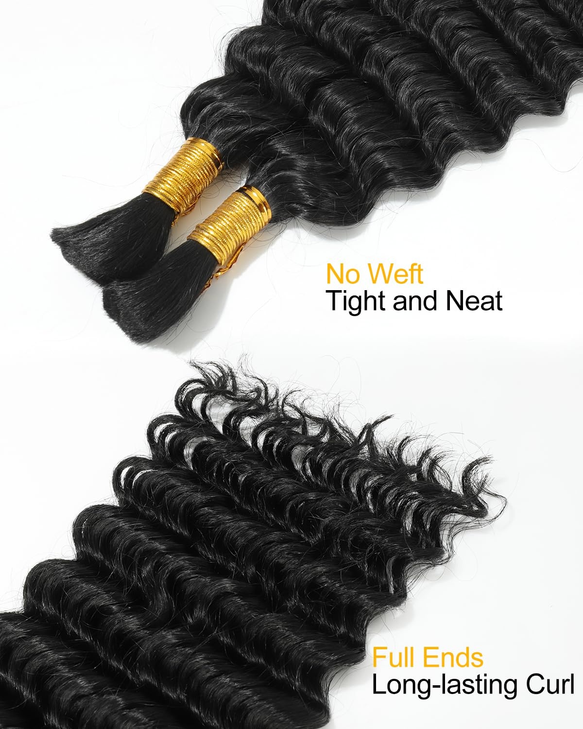 image:imageBEEOS Human Braiding Hair for Boho Braids 50g Deep Wave Remy Human Hair for Boho Braids Full Ends No Weft 16 Inch 1B Natural Black1 Jet Black100g