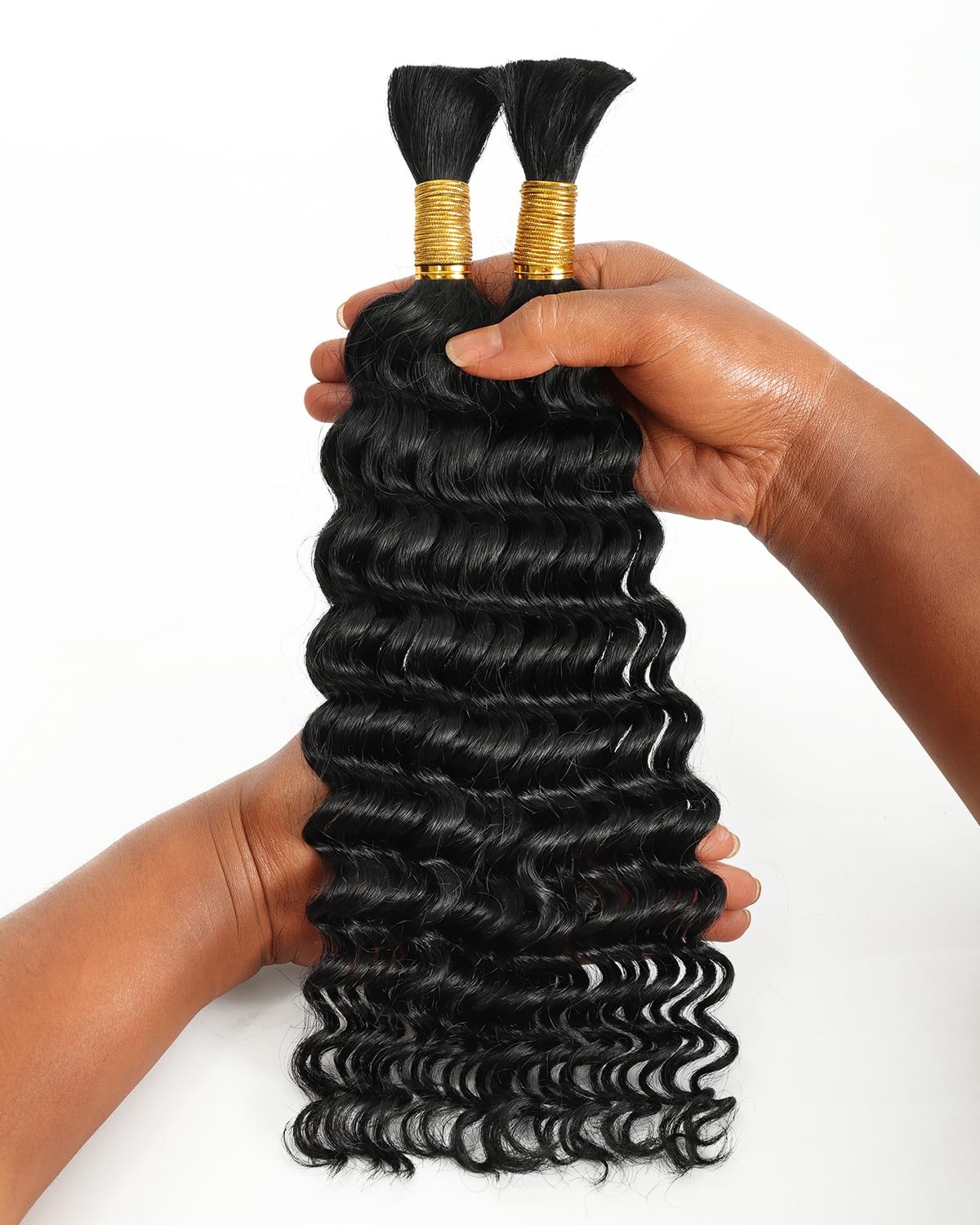 image:imageBEEOS Human Braiding Hair for Boho Braids 50g Deep Wave Remy Human Hair for Boho Braids Full Ends No Weft 16 Inch 1B Natural Black1 Jet Black100g