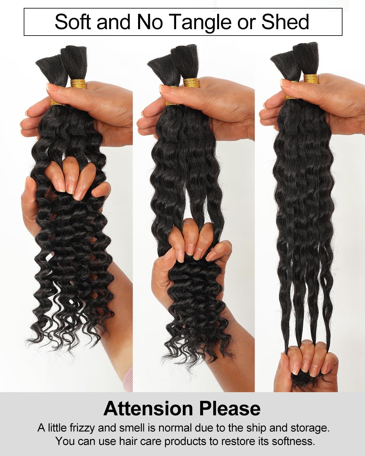 image:imageBEEOS Human Braiding Hair for Boho Braids 50g Deep Wave Remy Human Hair for Boho Braids Full Ends No Weft 16 Inch 1B Natural Black1B Natural Black100g