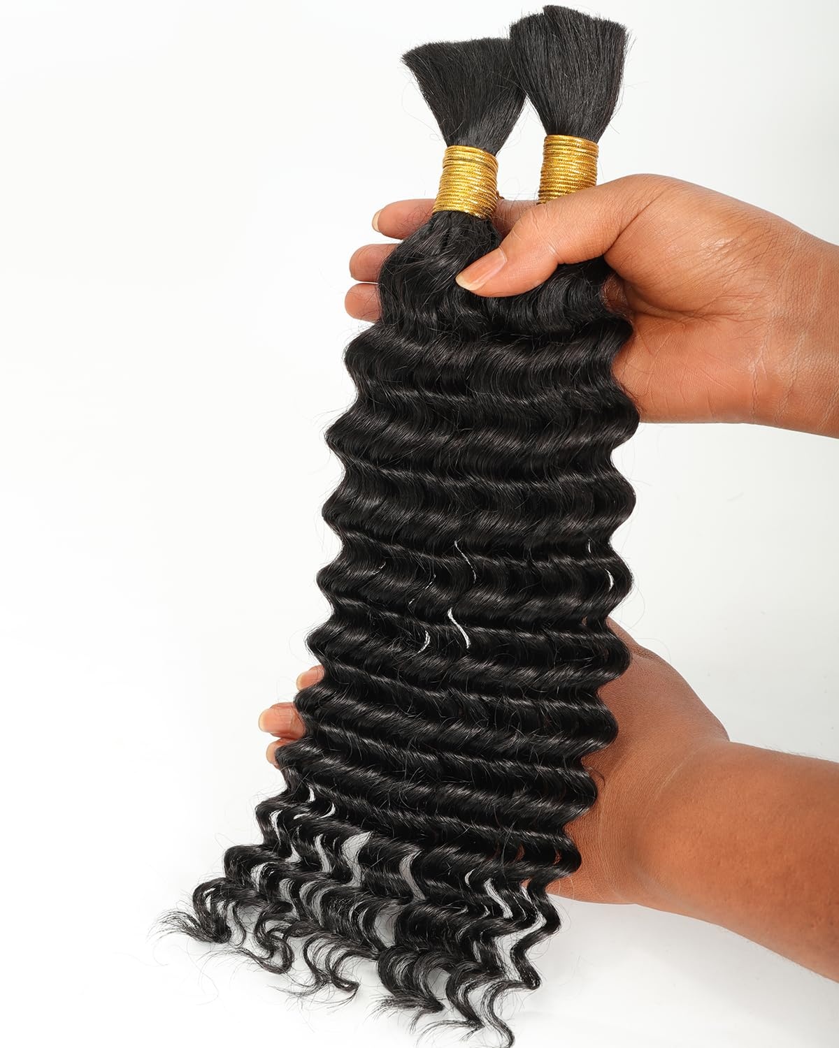 image:imageBEEOS Human Braiding Hair for Boho Braids 50g Deep Wave Remy Human Hair for Boho Braids Full Ends No Weft 16 Inch 1B Natural Black1B Natural Black100g