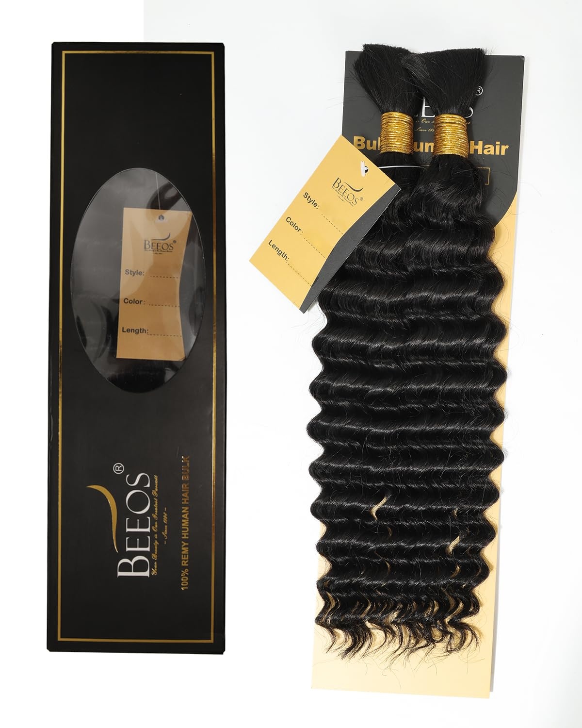 image:imageBEEOS Human Braiding Hair for Boho Braids 50g Deep Wave Remy Human Hair for Boho Braids Full Ends No Weft 16 Inch 1B Natural Black1B Natural Black100g