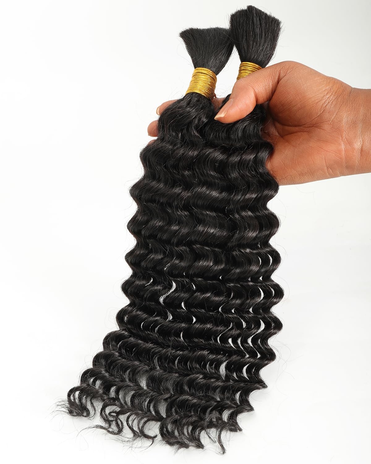 image:imageBEEOS Human Braiding Hair for Boho Braids 50g Deep Wave Remy Human Hair for Boho Braids Full Ends No Weft 16 Inch 1B Natural Black1B Natural Black100g