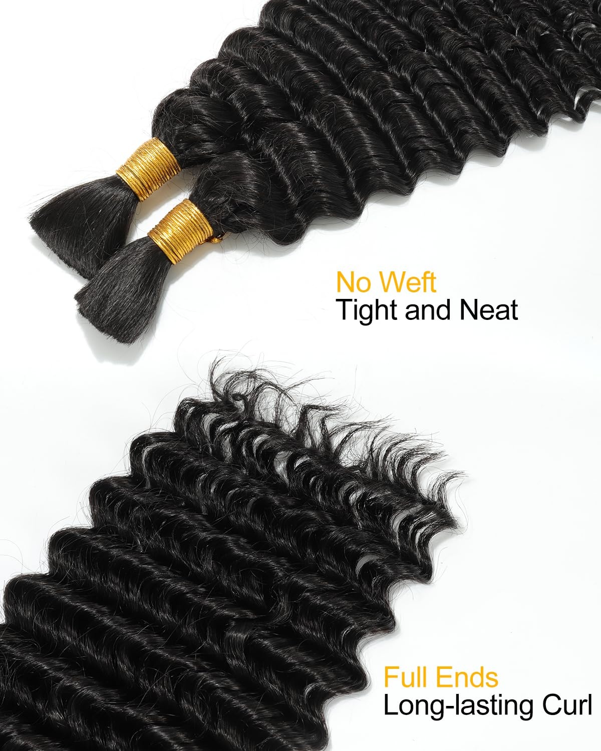 image:imageBEEOS Human Braiding Hair for Boho Braids 50g Deep Wave Remy Human Hair for Boho Braids Full Ends No Weft 16 Inch 1B Natural Black1B Natural Black100g