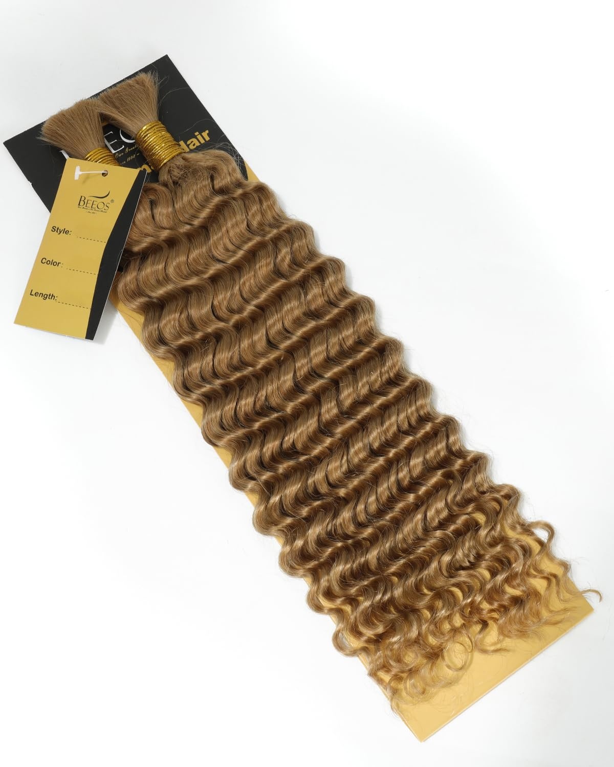 image:imageBEEOS Human Braiding Hair for Boho Braids 50g Deep Wave Remy Human Hair for Boho Braids Full Ends No Weft 16 Inch 1B Natural Black27 Honey Blonde100g