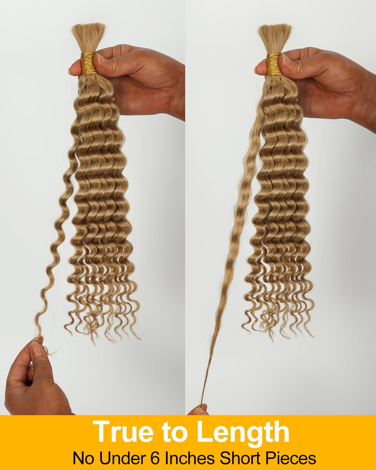 image:imageBEEOS Human Braiding Hair for Boho Braids 50g Deep Wave Remy Human Hair for Boho Braids Full Ends No Weft 16 Inch 1B Natural Black27 Honey Blonde100g
