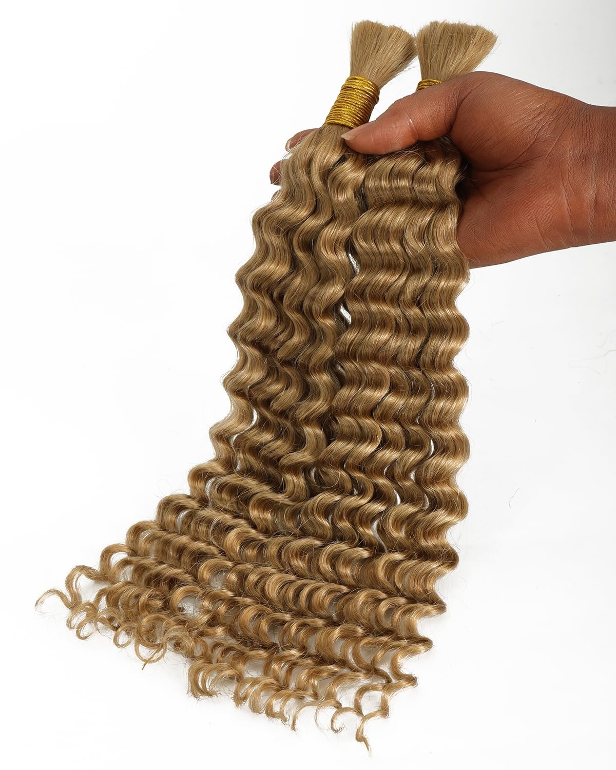 image:imageBEEOS Human Braiding Hair for Boho Braids 50g Deep Wave Remy Human Hair for Boho Braids Full Ends No Weft 16 Inch 1B Natural Black27 Honey Blonde100g