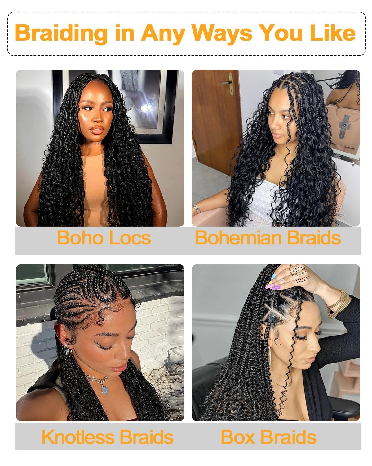 image:imageBEEOS Human Braiding Hair for Boho Braids 50g Deep Wave Remy Human Hair for Boho Braids Full Ends No Weft 16 Inch 1B Natural Black30 Auburn Ginger100g
