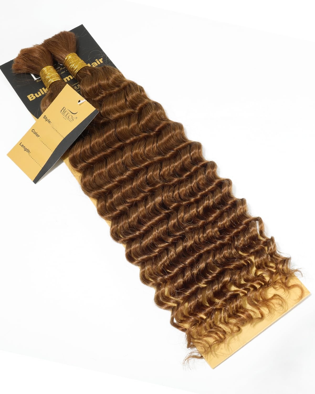 image:imageBEEOS Human Braiding Hair for Boho Braids 50g Deep Wave Remy Human Hair for Boho Braids Full Ends No Weft 16 Inch 1B Natural Black30 Auburn Ginger100g