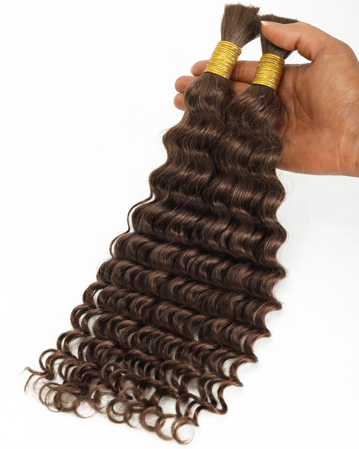 image:imageBEEOS Human Braiding Hair for Boho Braids 50g Deep Wave Remy Human Hair for Boho Braids Full Ends No Weft 16 Inch 1B Natural Black4 Chocolate Brown100g