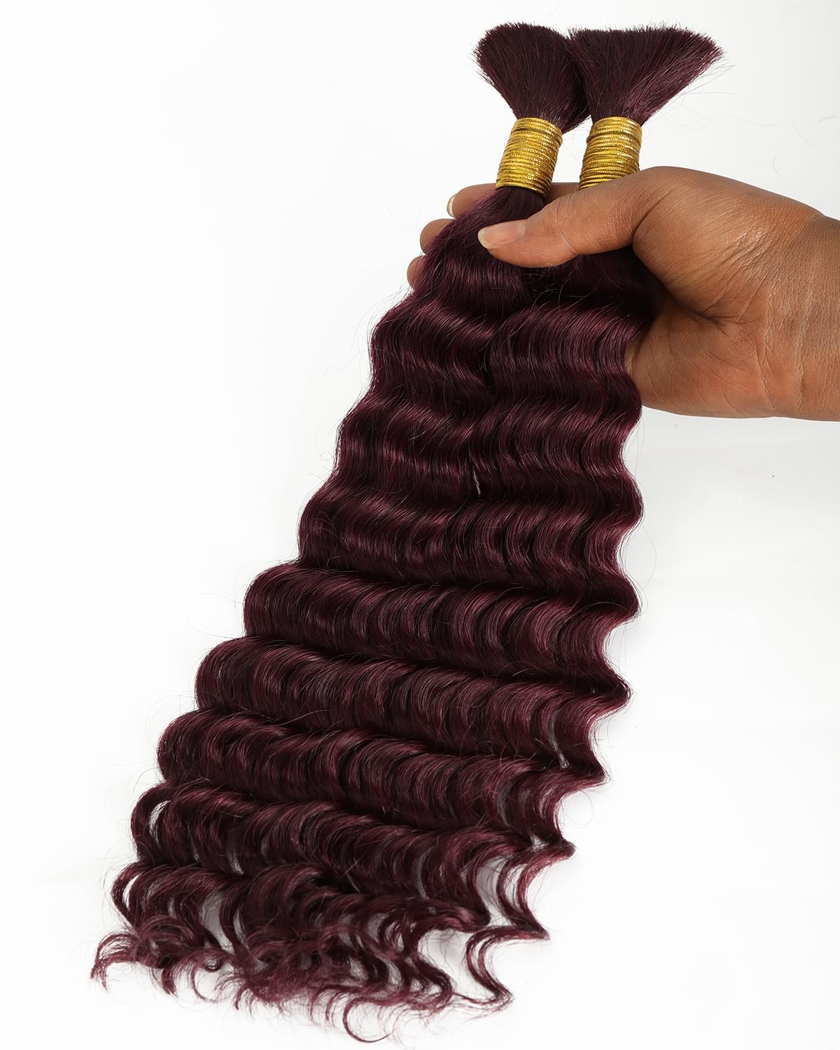 image:imageBEEOS Human Braiding Hair for Boho Braids 50g Deep Wave Remy Human Hair for Boho Braids Full Ends No Weft 16 Inch 1B Natural Black99J Burgundy100g