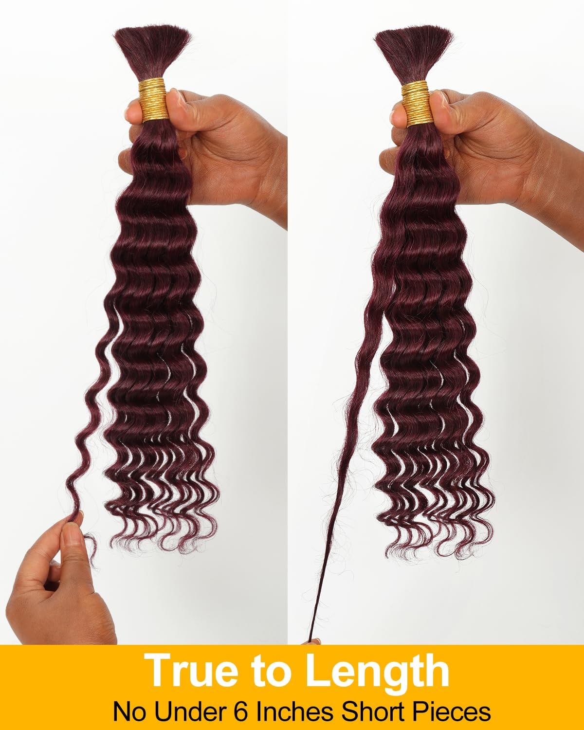image:imageBEEOS Human Braiding Hair for Boho Braids 50g Deep Wave Remy Human Hair for Boho Braids Full Ends No Weft 16 Inch 1B Natural Black99J Burgundy100g