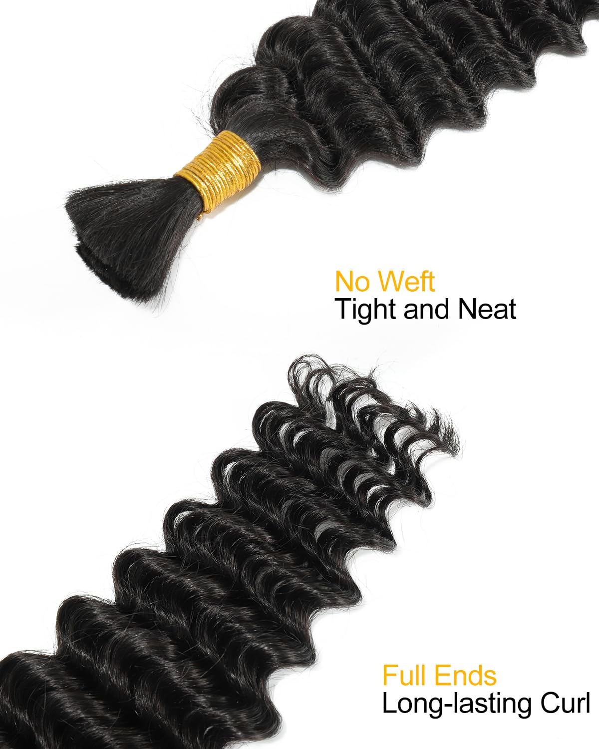 image:imageBEEOS Human Braiding Hair for Boho Braids 50g Deep Wave Remy Human Hair for Boho Braids Full Ends No Weft 16 Inch 1B Natural BlackNatural Black Deep Wave 50g