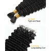 BEEOS Human Braiding Hair for Boho Braids 50g, Deep Wave Remy Human Hair for Boho Braids Full Ends No Weft 16 Inch #1B Natural Black(#1B Natural Black-100g)