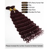 BEEOS Human Braiding Hair for Boho Braids 50g, Deep Wave Remy Human Hair for Boho Braids Full Ends No Weft 16 Inch #1B Natural Black(#99J Burgundy-100g)