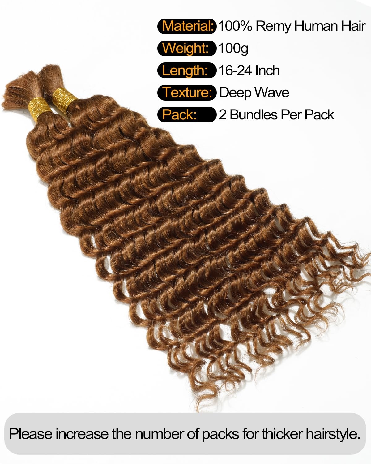image:imageBEEOS 99J Burgundy Boho Hair for Braiding Deep Wave Bulk Bundles 16 Inch30 Auburn Ginger100g